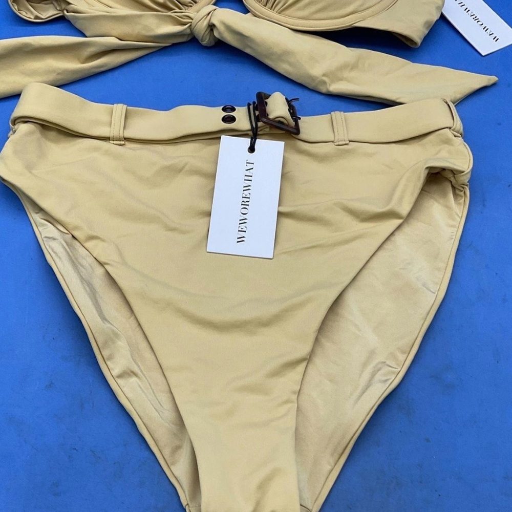 WeWoreWhat Beige/Desert Underwire Bikini Top with High-Waist Belted Bottoms - Picture 2 of 8